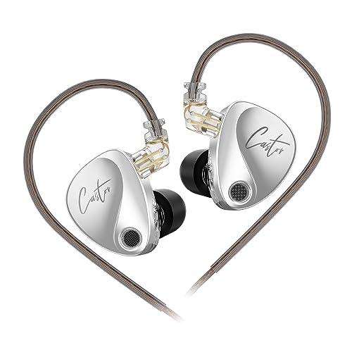 Ezear KZ Castor In-Ear-Kopfhörer, Tuning, verstellbar, Dual-Treiber, IEM-Ohrhörer, HiFi-Kopfhörer, Musiker, IEM-Upgrade, tiefer Bass für Bass, Gesang, Pop (Silber, kein Mikrofon) von EZ EAR