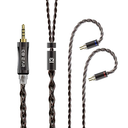 KBEAR ST7 HiFi-In-Ear-Kopfhörer-Kabel, Upgrade-Kabel für In-Ear-Monitore, 4N, 4-adrig, versilbertes OFC-IEM-Kabel, 2-polig, für ZST, ZSTX, ZSR, ES4, C10, AS10, KS1, KS2 (2,5 mm, 2-Pin, schwarz) von EZ EAR