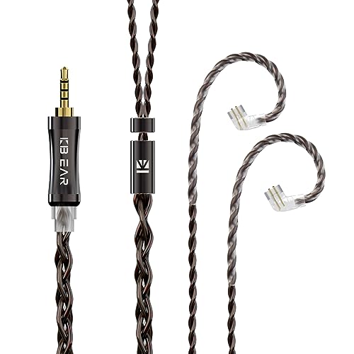 KBEAR ST7 HiFi-In-Ear-Kopfhörer-Kabel, Upgrade-Kabel für In-Ear-Monitore, 4N, 4-adrig, versilbertes OFC-IEM-Kabel, MMCX für TIN T2PRO SE535 SE315 SE215 SE425 Timeless (2,5 mm, QDC, schwarz) von EZ EAR