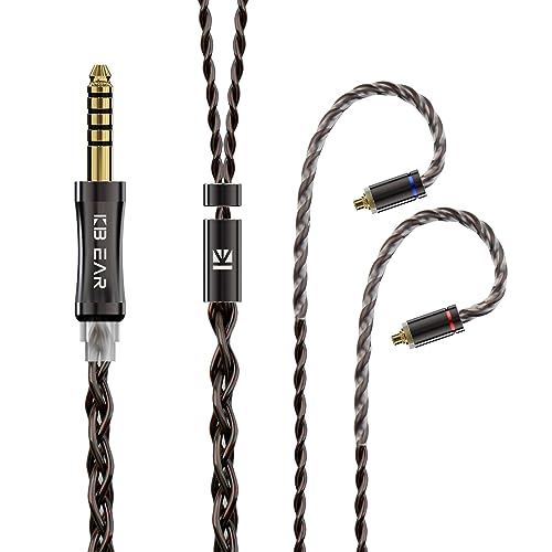 KBEAR ST7 HiFi-In-Ear-Kopfhörer-Kabel, Upgrade-Kabel für In-Ear-Monitore, 4N, 4-adrig, versilbertes OFC-IEM-Kabel, QDC für EDXPRO ZSNPRO ZSNPROX ZS10PRO ZS10PROX AS16 WAN'ER (4,4 mm, MMCX, schwarz) von EZ EAR