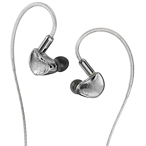 KBEAR Xuanwu HiFi 8 mm Dynamischer Treiber In-Ear-Monitor IEM Hochleistungsmembran mit Zinklegierungs-Metallhohlraum Abnehmbares 2-poliges OFC-Kabel (Silber, kein Mikrofon) von EZ EAR