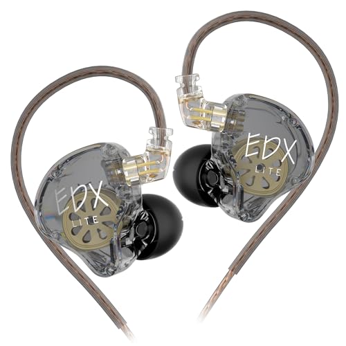 KZ EDX Lite HiFi-Kopfhörer, superlineare dynamische Treibereinheit IEM In-Ear-Monitor mit abnehmbarem OFC-Kabel, hochauflösendes Mikrofon für Pop, ACG, Live (Grau, ohne Mikrofon) von EZ EAR