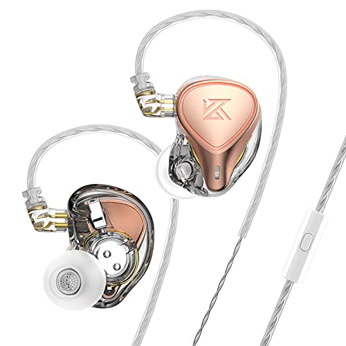 KZ ZEX PRO, KZ X Crinacle CRN In-Ear-Monitor Dual-Magnetschaltung, dynamische Hochfrequenz-symmetrische Armatur elektrostatisches Magnetostatisches Gerät, 2-polige Kopfhörer-Ohrhörer (Mic, Rotgold) von EZ EAR