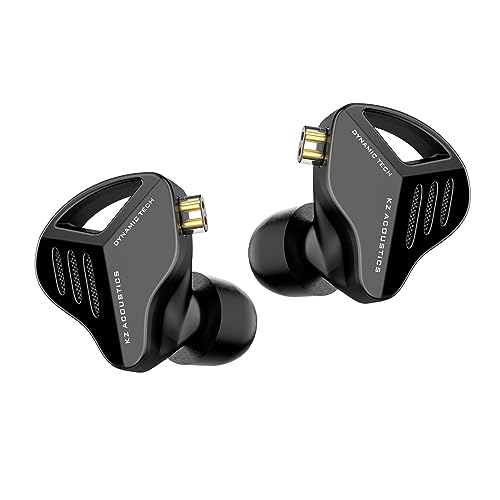 KZ ZVX HiFi-In-Ear-Monitor-Kopfhörer, Dual-Dynamic-Treiber, In-Ear-Kopfhörer mit abnehmbarem OFC-Flachkabel, 2-polig, 0,75 mm, für Audiophile, PC, MP3, MP4(mit Mikrofon, Schwarz) von EZ EAR