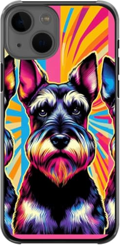 EZB Bunte Pop-Art-Schnauzer-iPhone-kompatible Handyhülle, flexible, stoßdämpfende Kanten, einzigartige Hartschale, Pop-Art-Schnauzer (iPhone 16 Pro), Mehrfarbig von EZB