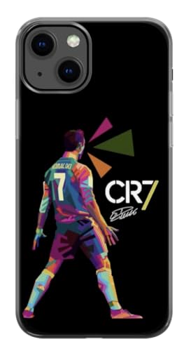 EZB Cristiano Ronaldo Schutzhülle für iPhone, flexibel, stoßdämpfend, coole Fußballspieler-Handyhülle, CR7, bunte Hülle (iPhone 8), Schwarz von EZB