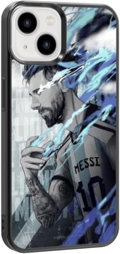 EZB Messi Themed Kompatibel mit iPhone-Hülle, flexibel, stoßdämpfend, cooles Fußball-Thema, Lionel Messi (iPhone 12), Blau von EZB