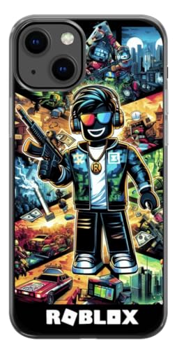 EZB Ro-blox Schutzhülle für iPhone 13 Pro Max, flexible, stoßdämpfende Kanten, bunte, einzigartige Pop-Art-Handyhülle, Ro-Blox-Charakter (iPhone 13 Pro Max), Schwarz von EZB