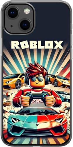 EZB Ro-blox iPhone-kompatible Handyhülle mit lustigem Gaming-Thema, flexible, stoßdämpfende Kanten, bunte, einzigartige Pop-Art-Handyhülle, Ro-Blox-Treiber (iPhone 15 Pro Max), Schwarz von EZB