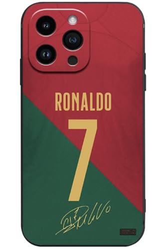 EZB Schutzhülle für iPhone 16 Pro Max mit Fußballspieler-Motiv, flexible Silikonhülle, stoßdämpfend (Ronaldo, iPhone 16 Pro Max) von EZB