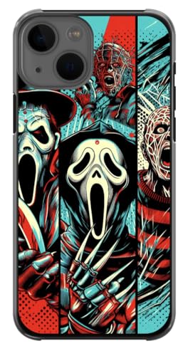 EZB Scream Freddie Krueger Pinhead iPhone-kompatible Handyhülle, flexible Kanten, stoßdämpfend, einzigartig, Horror-Thema, Pop-Art-Schutzhülle, Horror-Figuren (iPhone 15 Pro Max), Blau von EZB