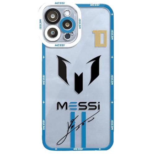 EZB iPhone-Schutzhülle mit Lionel Messi-Motiv, flexibel, stoßdämpfend, coole Handyhülle, Messi-transparent, Blau (iPhone 13 Pro) von EZB