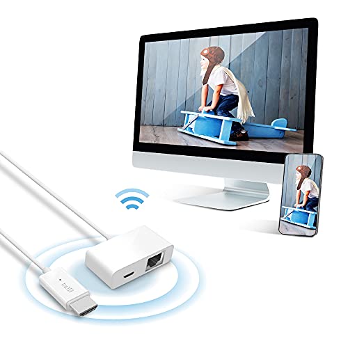 EZCast MagicEther Full HD Wireless Display Receiver verbindet den Router über Ethernet-Kabel, iOS-/Android-/Mac OS-/Windows-Unterstützung, kompatibel mit Google Home/Alexa-Sprachsteuerung, OTA-Updates von EZCAST