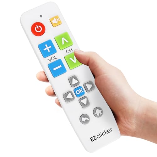 EZclicker Universal-Fernbedienung für Fernseher mit großen Tasten – kompatibel mit Samsung TVs (weiß), einfach zu bedienen (2 AAA-Batterien nicht im Lieferumfang enthalten) von EZClicker