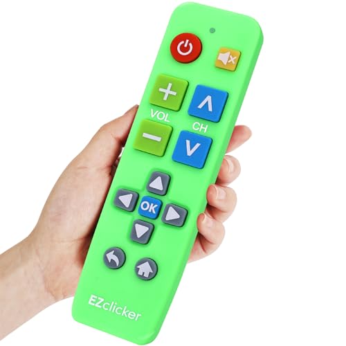EZclicker Universal-TV-Fernbedienung mit großen Tasten (grün), einfach zu bedienen, ideal für Senioren, funktioniert mit großen TV-Marken (2 x AAA-Batterien nicht im Lieferumfang enthalten) von EZClicker