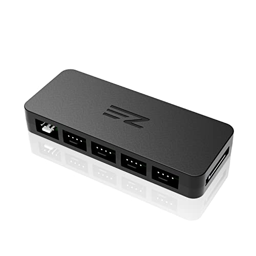 EZDIY-FAB PWM Fan Hub Controller/Splitter für 4-Pin & 3-Pin PC Cooling Fans, SATA Power, nur einen MB Header verwenden von EZDIY-FAB