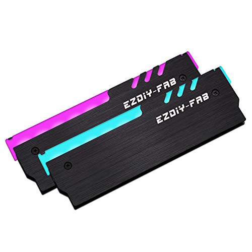 EZDIY-FAB 12 V RGB Memory RAM Kühler, RGB DDR Kühlkörper (kompatibel mit ASUS Aura Sync, MSI Mystic Light Sync, ASRock Polychrom), Schwarz, 2 Stück von EZDIY-FAB