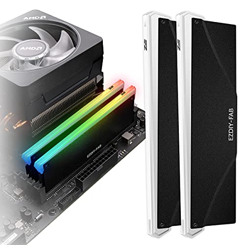 EZDIY-FAB 5V ARGB Speicher RAM Kühler DDR Kühlkörper für DIY PC Spiel MOD DDR3 DDR4 (Kompatibel mit ASUS Aura Sync,GIGABYTE RGB Fusion und MSI Mystic Light Sync)-2 Pack-PI061 von EZDIY-FAB