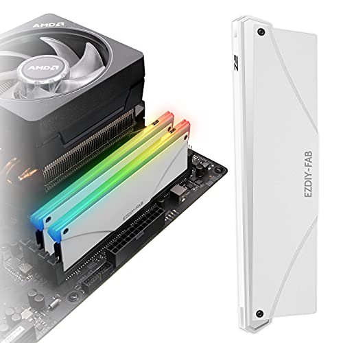 EZDIY-FAB 5V ARGB Speicher RAM Kühler DDR Kühlkörper für DIY PC Spiel MOD DDR3 DDR4 (Kompatibel mit ASUS Aura Sync,GIGABYTE RGB Fusion und MSI Mystic Light Sync)-Weiß 1Pack-PI061 von EZDIY-FAB