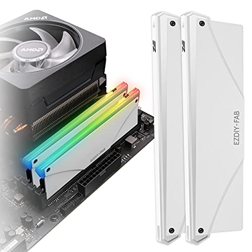 EZDIY-FAB 5V ARGB Speicher RAM Kühler DDR Kühlkörper für DIY PC Spiel MOD DDR3 DDR4 (Kompatibel mit ASUS Aura Sync,GIGABYTE RGB Fusion und MSI Mystic Light Sync)-Weiß 2Pack-PI061 von EZDIY-FAB