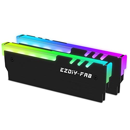 EZDIY-FAB ARGB DDR Memory RAM Kühler, RGB DDR Kühlkörper (kompatibel mit ASUS Aura Sync, Gigabyte RGB Fusion, MSI Mystic Light), Schwarz, 2 Stück von EZDIY-FAB