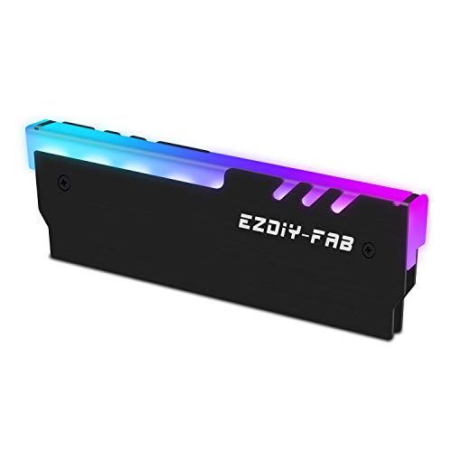 EZDIY-FAB ARGB RAM Kühler RGB DDR Speicher Kühlkörper Kühlweste Fin Strahlung für DIY PC DDR3 DDR4 (kompatibel mit ASUS Aura Sync, GIGABYTE RGB Fusion und MSI Mystic Light Sync) Schwarz-1 Pack von EZDIY-FAB