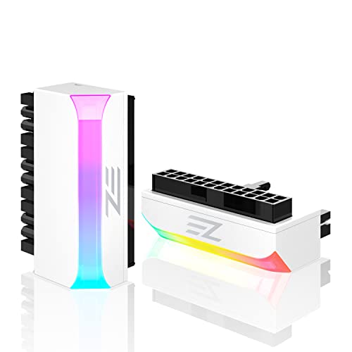 EZDIY-FAB ATX 24-Pin 90-Grad-Stromanschluss 5V 3 Pin ARGB Rainbow Buchse auf Stecker Netzteil für Computer Motherboard ATX Netzteil-1 Pack-Weiß von EZDIY-FAB