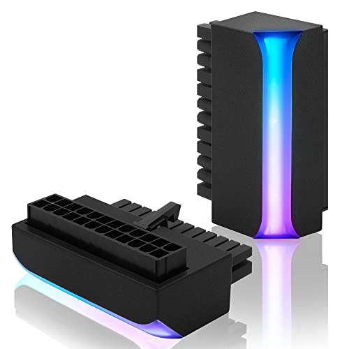 EZDIY-FAB ATX 24-Pin 90-Grad-Stromanschluss 5V 3 Pin ARGB Rainbow Buchse auf Stecker Netzteil für Computer-Motherboard ATX-Netzteil-1 Pack von EZDIY-FAB