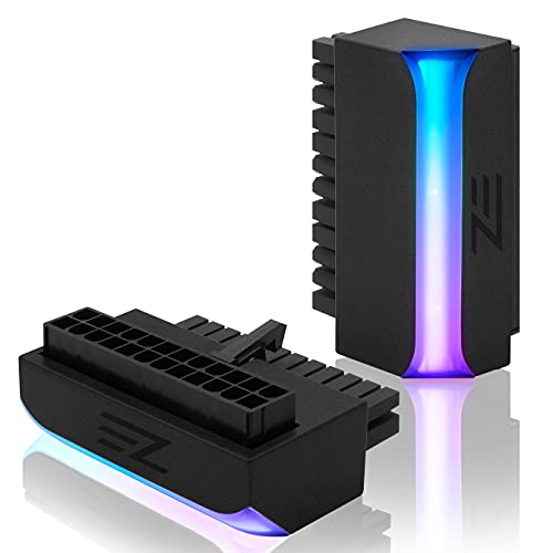 EZDIY-FAB ATX-Netzstecker, 24-polig, 90 Grad, 5 V, 3-polig, ARGB Regenbogen, Buchse auf Stecker, Netzteil für Computer-Motherboard, ATX-Netzteil – 1 Stück von EZDIY-FAB