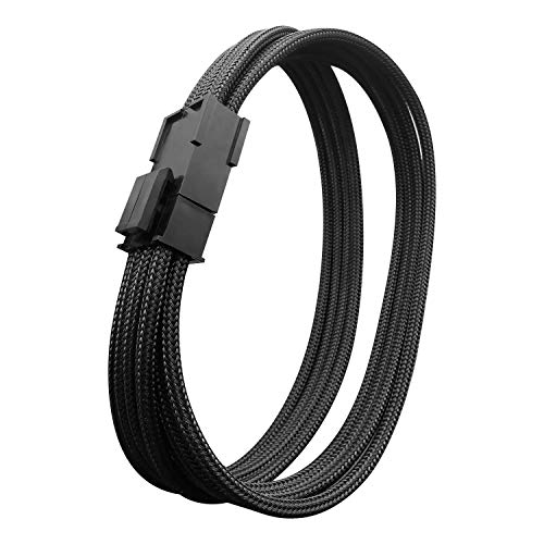 EZDIY-FAB EPS 8-polige Buchse auf CPU 8-polig (4 + 4) ATX 4-polig männlich Adapter Netzteil Konverter Verlängerungskabel für Motherboard 11,8 Zoll (30 cm) – Schwarz von EZDIY-FAB