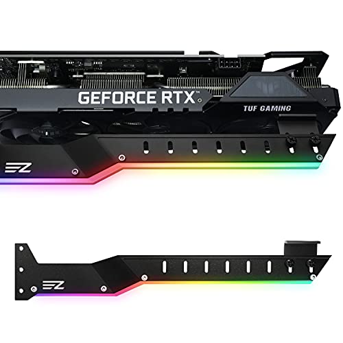 EZDIY-FAB GPU-Halterung Grafikkarte GPU-Unterstützung Videokartenhalterung mit 5V 3 Pin ARGB LED,Videokartenhalterung Sag Holder/Holster Bracket Support RX6700,RTX3090-309EZ-Schwarz von EZDIY-FAB