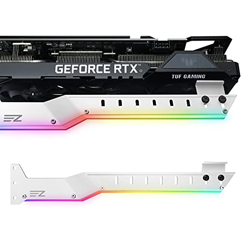 EZDIY-FAB GPU-Halterung Grafikkarte GPU-Unterstützung Videokartenhalterung mit 5V 3 Pin ARGB LED,Videokartenhalterung Sag Holder/Holster Bracket Support RX6700,RTX3090-309EZ-Weiß von EZDIY-FAB