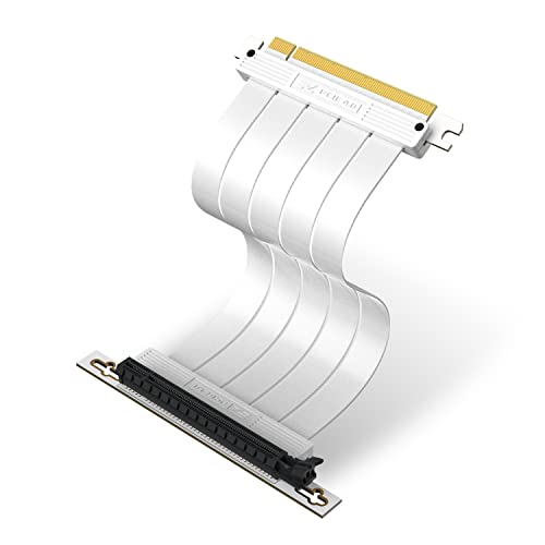 EZDIY-FAB PCIE Gen 4 16x Extrem Flexibel,Hochgeschwindigkeits Riser Kabel PCI Express 4.0 Port GPU Erweiterungskarte-Rechtwinkliger Stecker,Unterstützt RTX3090/3090ti/4080/4090[7.87in/20cm]-Weiß von EZDIY-FAB