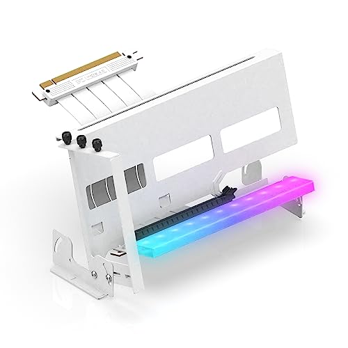 EZDIY-FAB PCIe 4.0 GPU Halterung mit ARGB LED-Modul,Multi-Winkel-Einstellung mit All Weißem Riser Kabel,Kompatibel zu RTX4090,4080,4070ti -Weiß von EZDIY-FAB