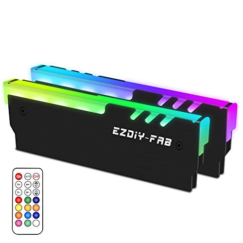 EZDIY-FAB RGB-Speicher RAM und DDR-Kühler mit Kontroller für ASUS Aura Sync,GIGABYTE Verschmelzung und MSI Mystisches Licht 5V (2 Pack) Schwarz von EZDIY-FAB