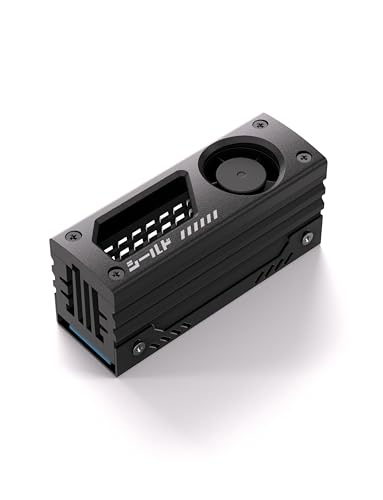 EZDIY-FAB Shield M.2 SSD-Kühlkörper mit eingebautem 20mm PWM-Lüfter, Premium-Aluminium-Design, Hochleistungs-SSD-Kühler für M.2 2280 - Schwarz - 1er-Pack von EZDIY-FAB