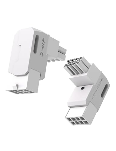 EZDIY-FAB Shield Serie 8-Pin PCIe GPU Power Adapter,90-Grad-Winkelstecker,Aluminium Design für Grafikkarten-Reverse Typ,Weiß-2 Pack von EZDIY-FAB