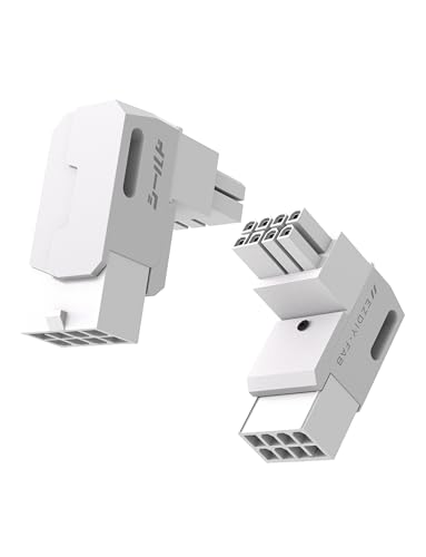 EZDIY-FAB Shield Serie 8-Pin PCIe GPU Power Adapter,90-Grad-Winkelstecker,Aluminium Design für Grafikkarten-Standard Typ,Weiß-2 Pack von EZDIY-FAB