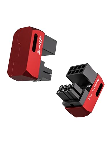 EZDIY-FAB Shield Series 8-Pin PCIe GPU Power Adapter,180-Grad U-Turn Abgewinkelter Anschluss,Aluminium Design für Grafikkarten-Standard Typ,Rot-2 Pack von EZDIY-FAB