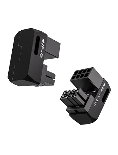 EZDIY-FAB Shield Series 8-Pin PCIe GPU Power Adapter,180-Grad U-Turn Abgewinkelter Anschluss,Aluminium Design für Grafikkarten-Standard Typ,Schwarz-2 Pack von EZDIY-FAB