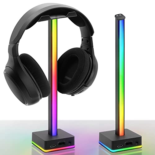 EZDIY-FAB USB LED Light Bar Halterung für Kopfhörer, Desktop Hintergrundbeleuchtung RGB-Atmosphäre, 50 integrierte Farbmodi, Halterung für Kopfhörer für Gamer Gaming PC Accessories Desk-Schwarz von EZDIY-FAB