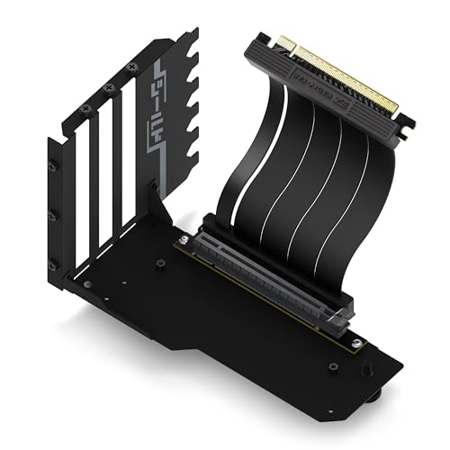 EZDIY-FAB Vertikale GPU-Halterung mit High-Speed PCIE 4.0 Riser Kabel,Shield Series,115mm/4.52in Flexible Verlängerung, 90 Grad Stecker,nur Kompatibel zu Voll Geöffneten PCIe Slots-Schwarz-YIHPI344 von EZDIY-FAB