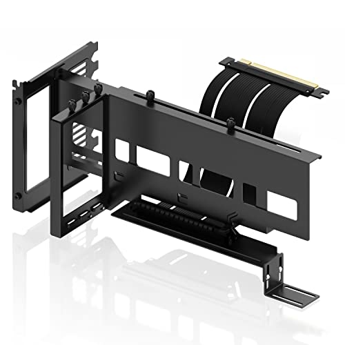 EZDIY-FAB Vertikale Halterung für GPU PCIe 4.0, Halterung für Grafikkarte, VGA-Videokarte, mit PCIe 4.0 X16 Gen4-Kabel, 17 cm, Riser 90 Grad, rechter Winkel, Schwarz von EZDIY-FAB