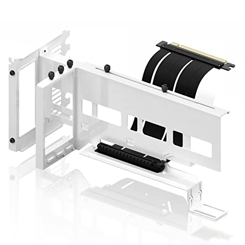 EZDIY-FAB Vertikale PCIe 4.0 GPU-Halterung Grafikkartenhalterung,Videokarten-VGA-Support-Kit mit PCIe 4.0 X16 Gen4 17cm/6.69in Riser-Kabel 90 Grad Rechter Winkel-Weiß von EZDIY-FAB