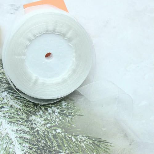 Durchsichtiges Chiffonband, Organza-Satinbänder für Geschenkverpackungen, Hochzeitsdekoration, Blumensträuße, Party-Kranz, Bastelarbeiten, 45,7 m von EZVFIRPDFZ
