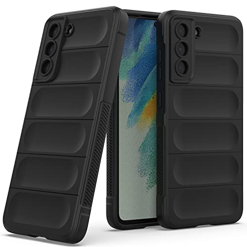 Eabhulie Galaxy S21 FE 5G Hülle, Flexibel TPU Gummi Griff Stoßdämpfende Fallschutz Schutzhülle für Samsung Galaxy S21 FE 5G Schwarz von Eabhulie