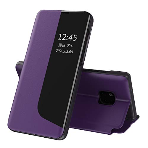 Eabhulie Hülle für Huawei Mate 20 Pro, Smart View Fenster Flip Stand Cover PU Leder Schutzhülle für Huawei Mate 20 Pro Lila von Eabhulie