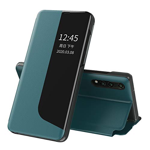 Eabhulie Hülle für Huawei P20 Pro, Smart View Fenster Flip Stand Cover PU Leder Schutzhülle für Huawei P20 Pro Grün von Eabhulie