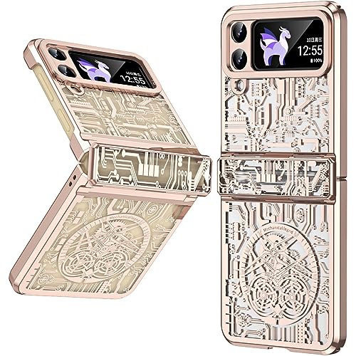 Eabhulie Hülle für Samsung Galaxy Z Flip 3 5G Scharnier Schutz Stil Galvanisiert PC Hard Case Roségold von Eabhulie