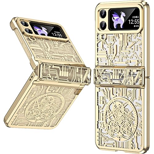 Eabhulie Hülle für Samsung Galaxy Z Flip 3 5G Scharnier Schutz Stilvoll Galvanisiert Hart PC Case Gold von Eabhulie